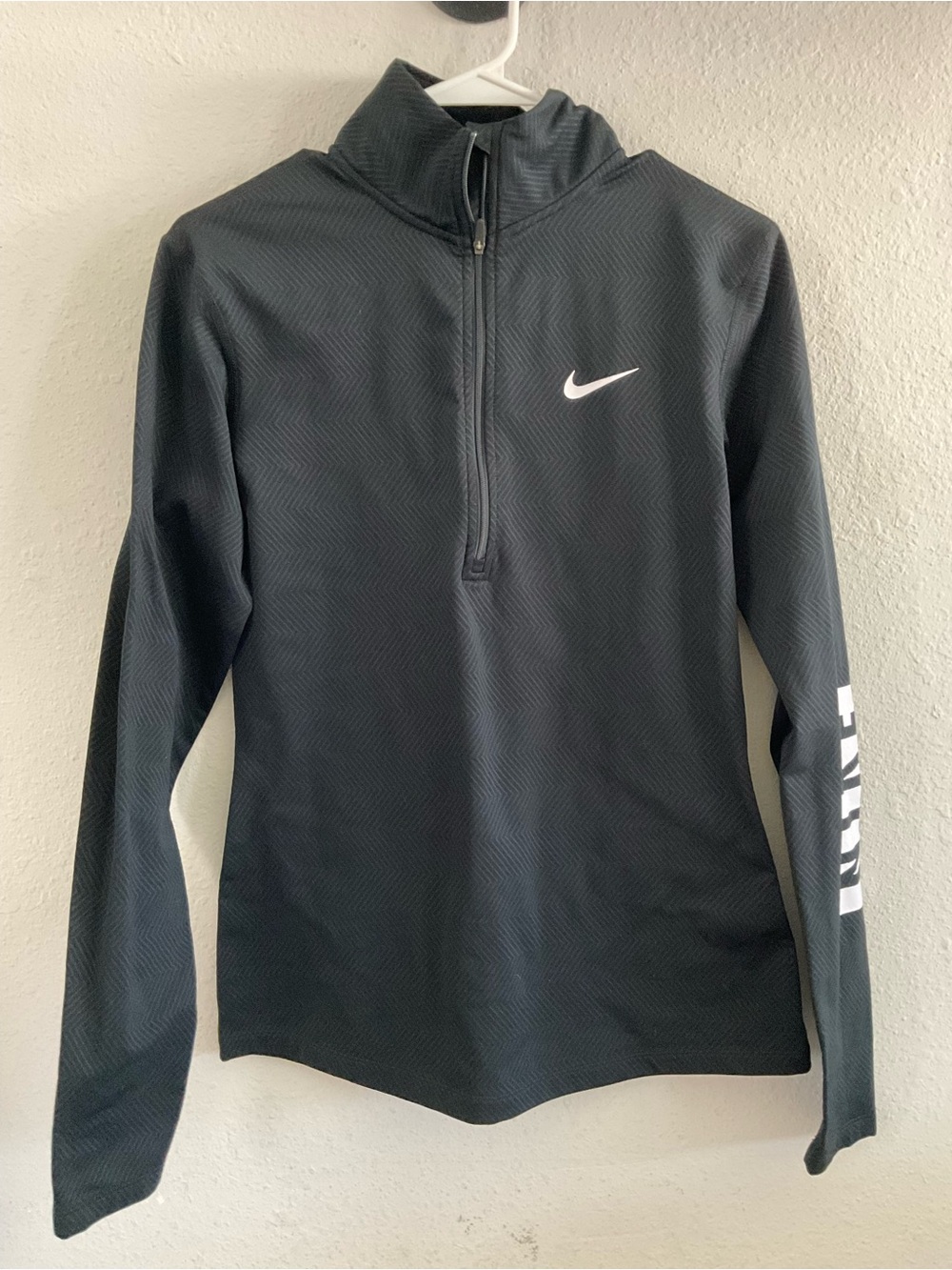 Nike Black Half-Zip Training Top with White Swoosh